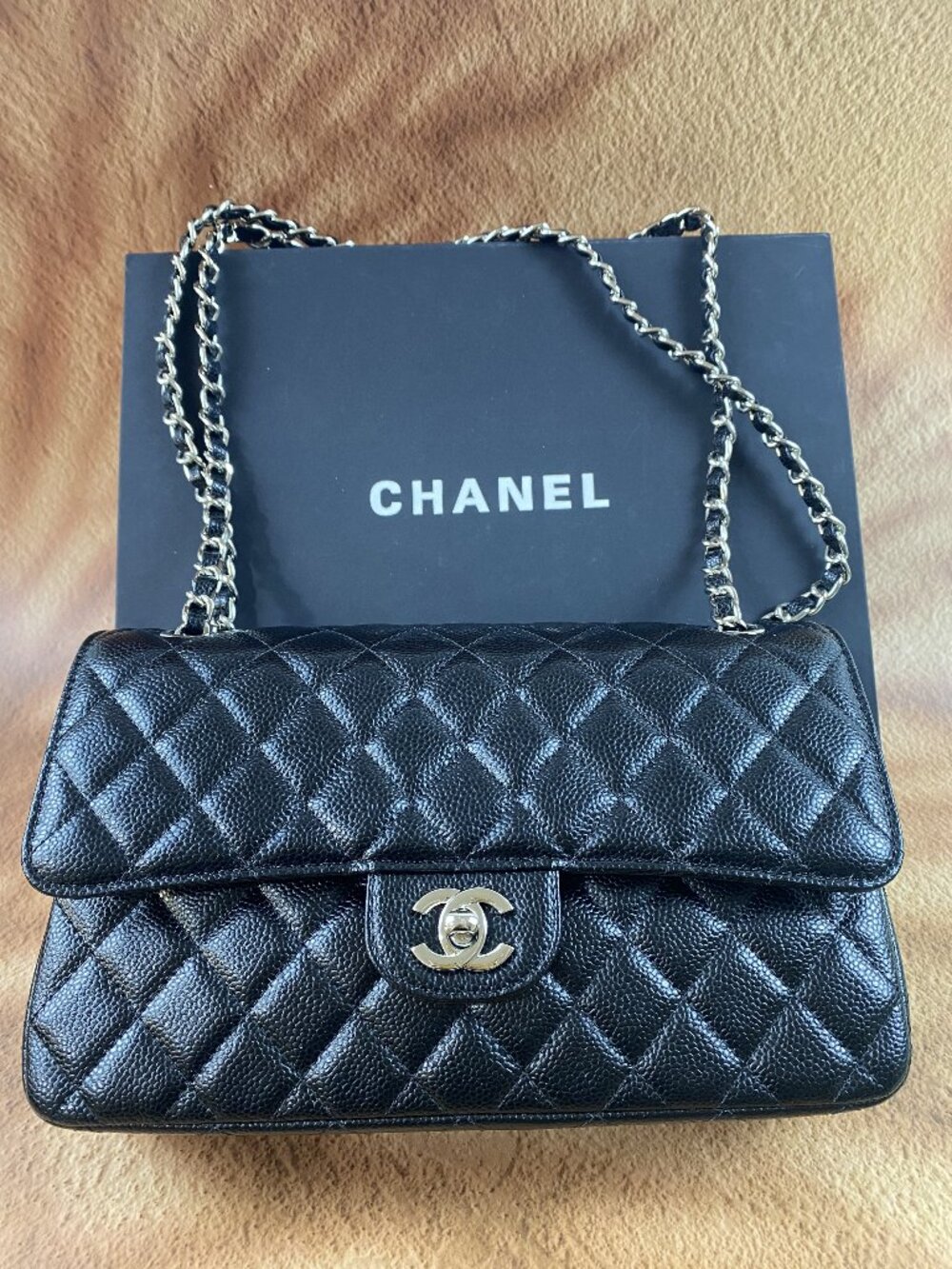 Chanel Mini Classic Flap Bag, Black Lambskin, Limited Edition Globe Chain Strap